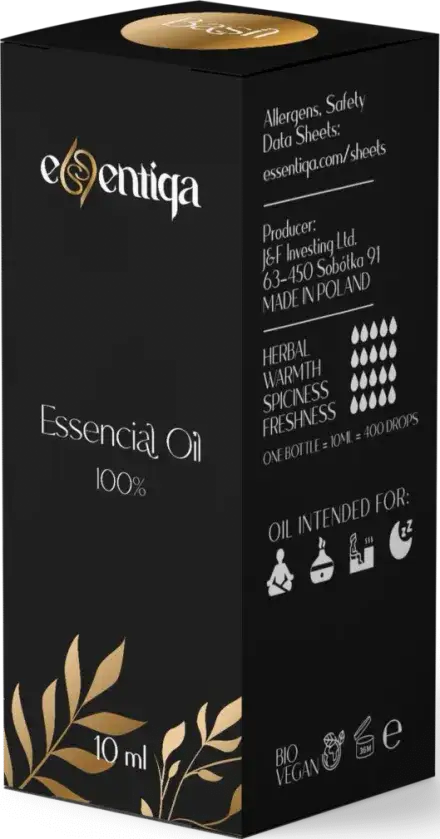 Essentiqa essential oils in golden packaging